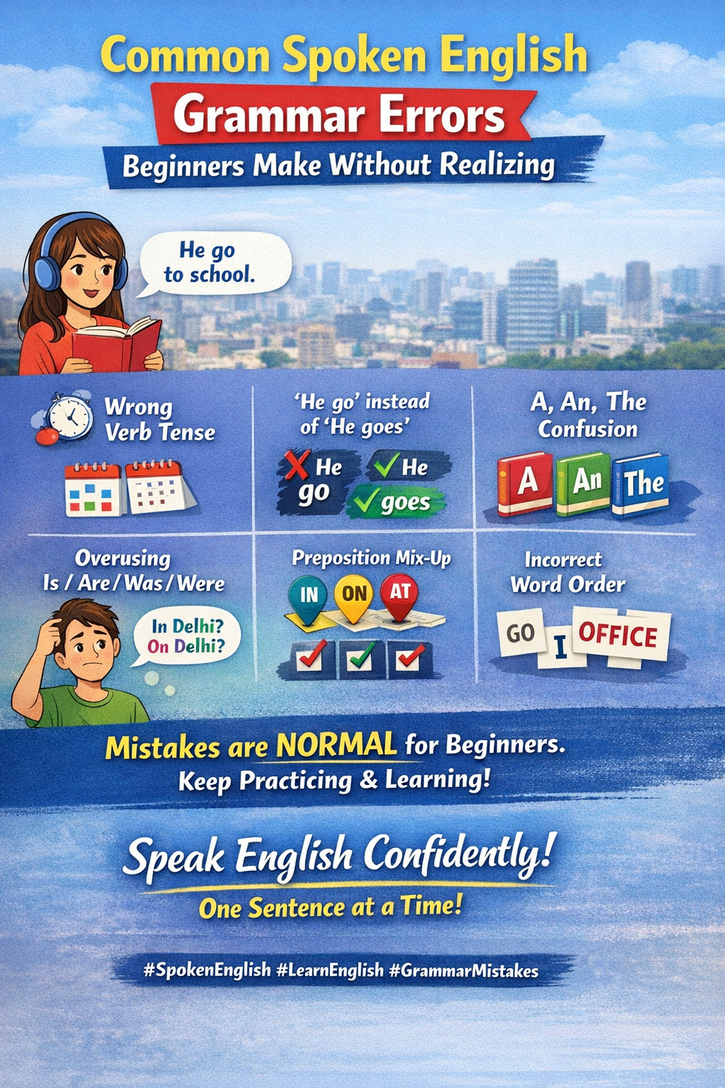 Common Spoken English Grammar Errors Beginners Make Without Realizing