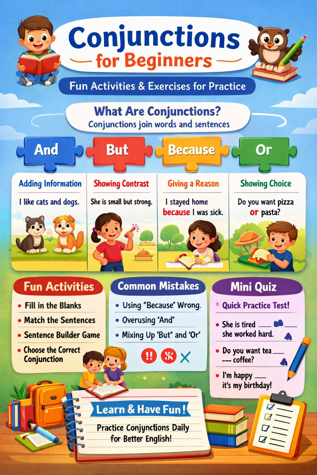 Conjunctions for Beginners: Fun Activities & Exercises for Practice