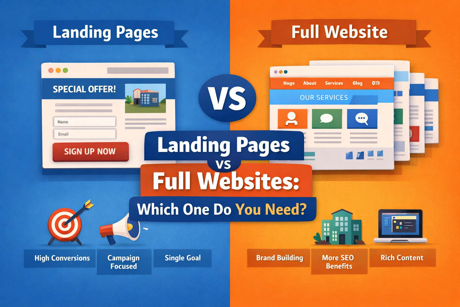 Landing Pages vs Full Websites: Which One Do You Need?