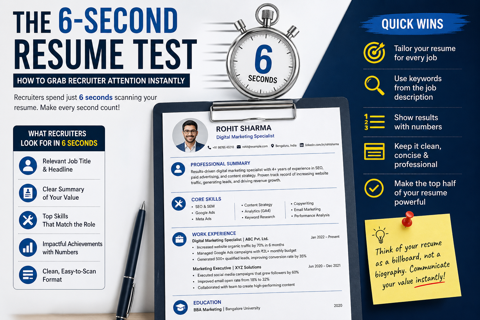 The 6-Second Resume Test: How to Grab Recruiter Attention Instantly