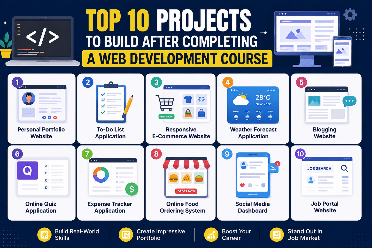 Top 10 Projects to Build After Completing a Web Development Course